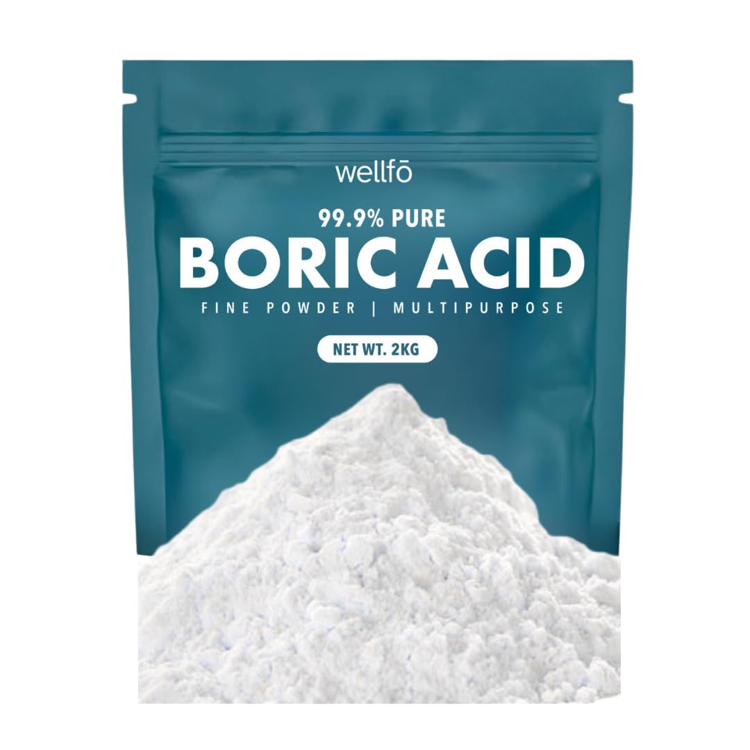 WELLFO 99.9% Pure Boric Acid Fine Powder | Multi-Purpose Household Kitchen Cleaner | Commercial Grade Strength | Anhydrous (2 Kilograms)