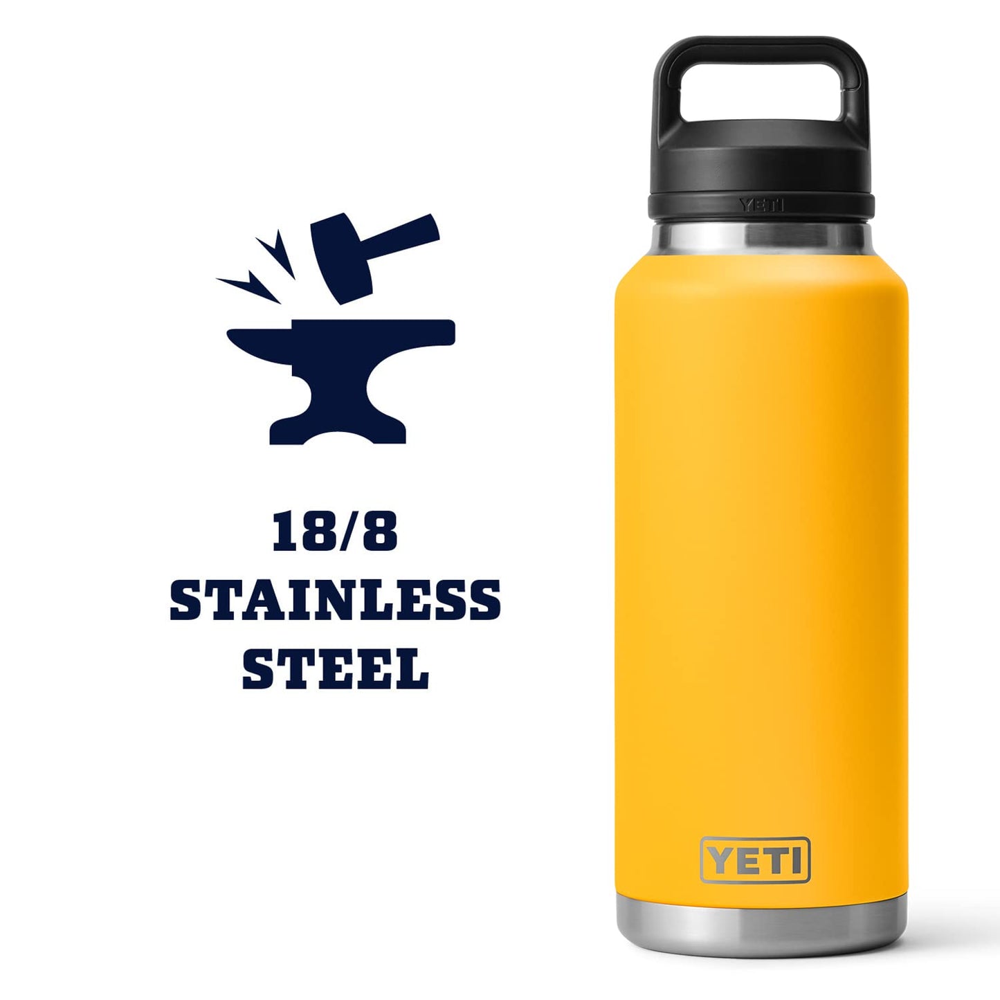 YETI Rambler 46 oz Bottle, Vacuum Insulated, Stainless Steel with Chug Cap, Black