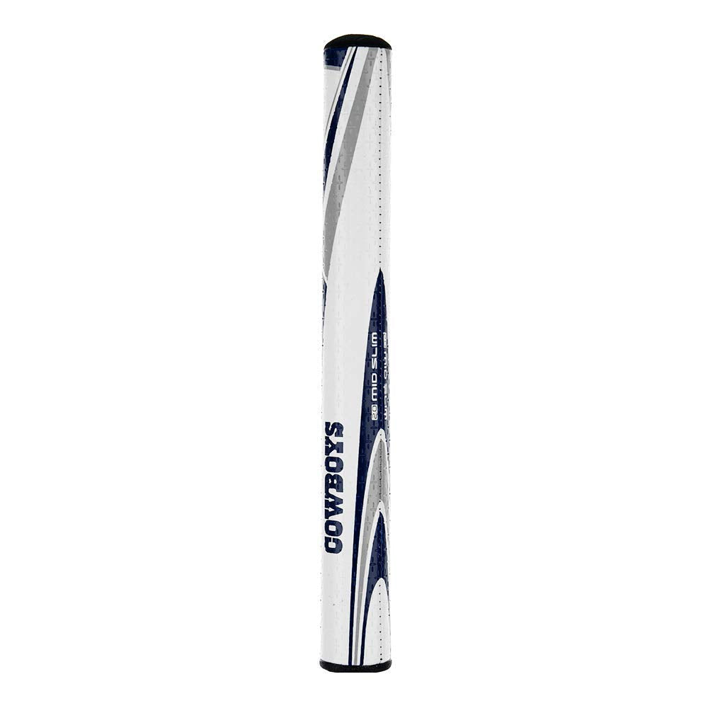 SuperStroke NFL Golf Putter Grip, Dallas Cowboys (Mid Slim™ 2.0) | Cross-Traction Surface Texture and Oversized Profile | Even Grip Pressure for a More Consistent Stroke | Non-Slip Grip,Navy/White