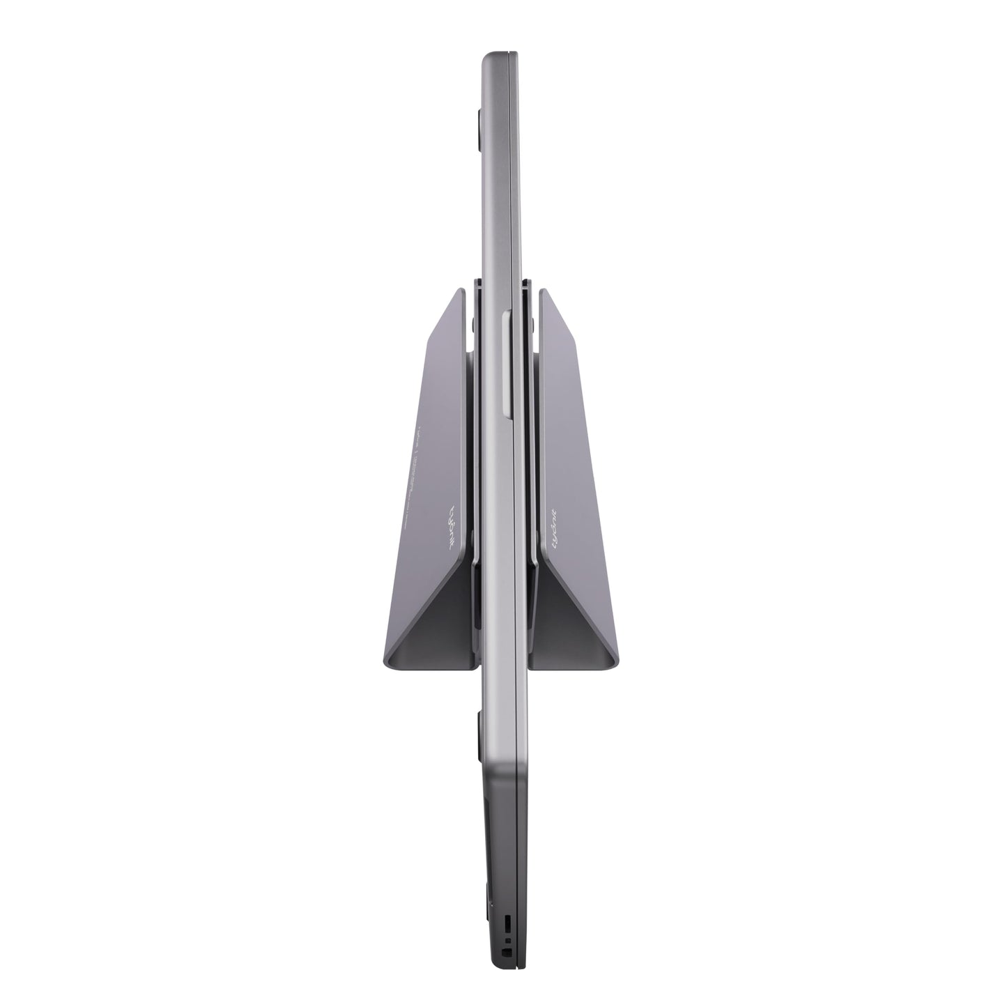 tyonit TiltSnap Pro Vertical Laptop Stand for MacBook Pro 14" & 16", Auto Thunderbolt4 USB-C Connection, Seamless Connection to The Docking Station or Display, 40Gbps, 100W PD, Space Gray
