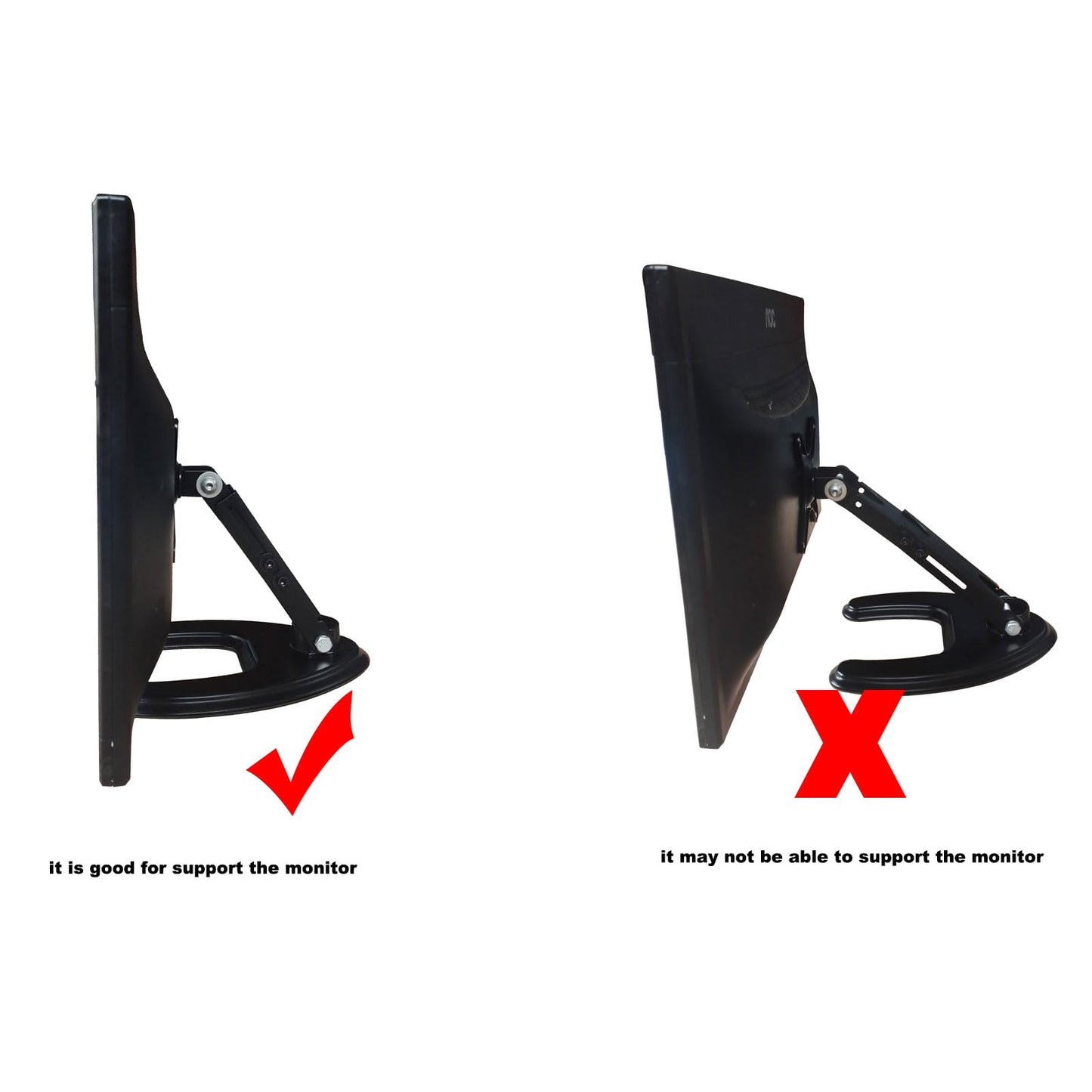 Seaigle TV Monitor Stand for 10-27 Inch Screens, Free Standing Desk Mount with Tilt, Adjustable Height, Rotation, Hold up to 8kg, VESA 75x75 100x100 mm