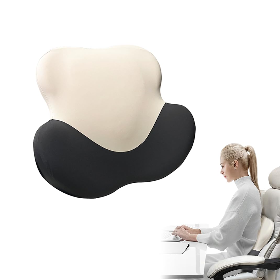 New Ergo Life Lumbar Support Cushion, Memory Foam Back Support for Pain Relief, Ergonomic Waist Cushion for Office Chair, Car Seat, and Home, Removable & Washable Cover