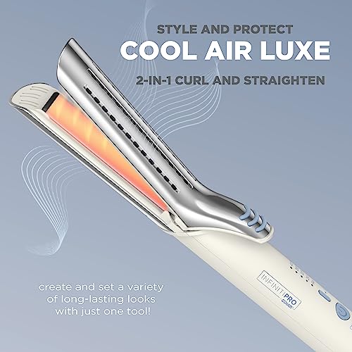 Conair Cool Air Styler Luxe 2 In 1 Curl & Straighten Styler With 4 Heat Settings, Quick 30 Seconds Heat Up + Automatic Safety Shut off, Dual Voltage,Plates heat up to 400°F