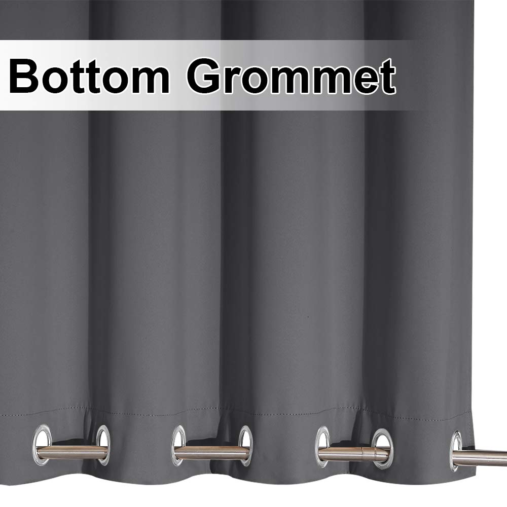 NICETOWN Grey Blackout Outdoor Curtains for Patio, Grommet Top and Bottom Rustproof Heavy Weight Windproof Drapes, Keep Privacy for Porch, 2 Panels, W52 x L84