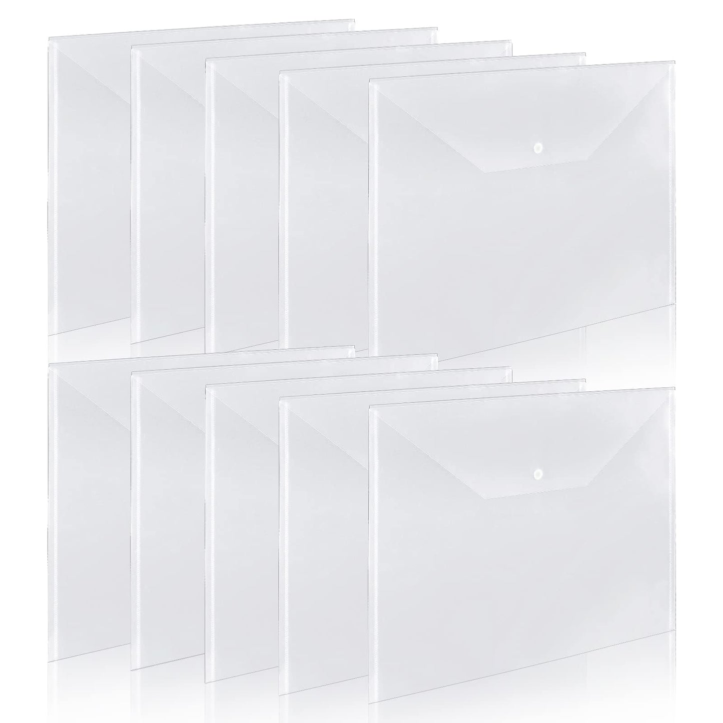 10 Pieces 11x17 Inch Tabloid Size Document Folder Organizers With Snap Closure Clear File Folder Poly Oversized Envelope Plastic Folders for Office School Home