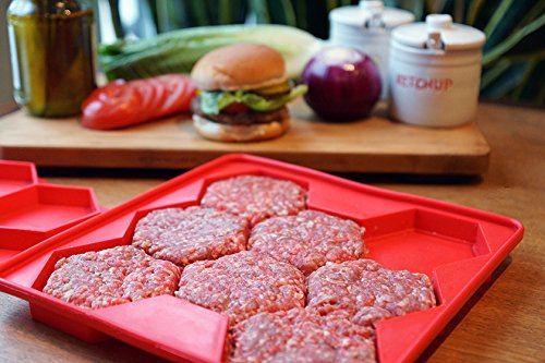 Shape+Store Burger Master 8-in-1 Innovative Burger Press and Freezer Container, 8 Patty, Red