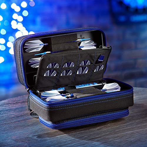 Viper by GLD Products Casemaster Plazma Pro Dart Case with Sapphire Zipper for Soft and Steel Tip Darts, Holds 6 Darts and Features Large Front Pocket for Mobile Device