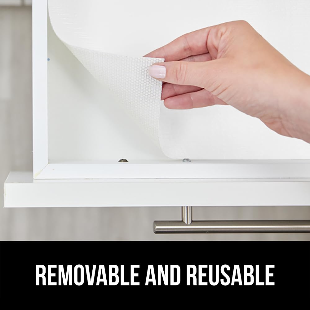 GORILLA GRIP DripGuard Drawer and Shelf Liner for Cabinet, Slip Resistant Non Adhesive Protection for Kitchen, BPA Free Smooth Surface Plastic Liners for Cabinets, Bathroom Drawers, 12x20, White