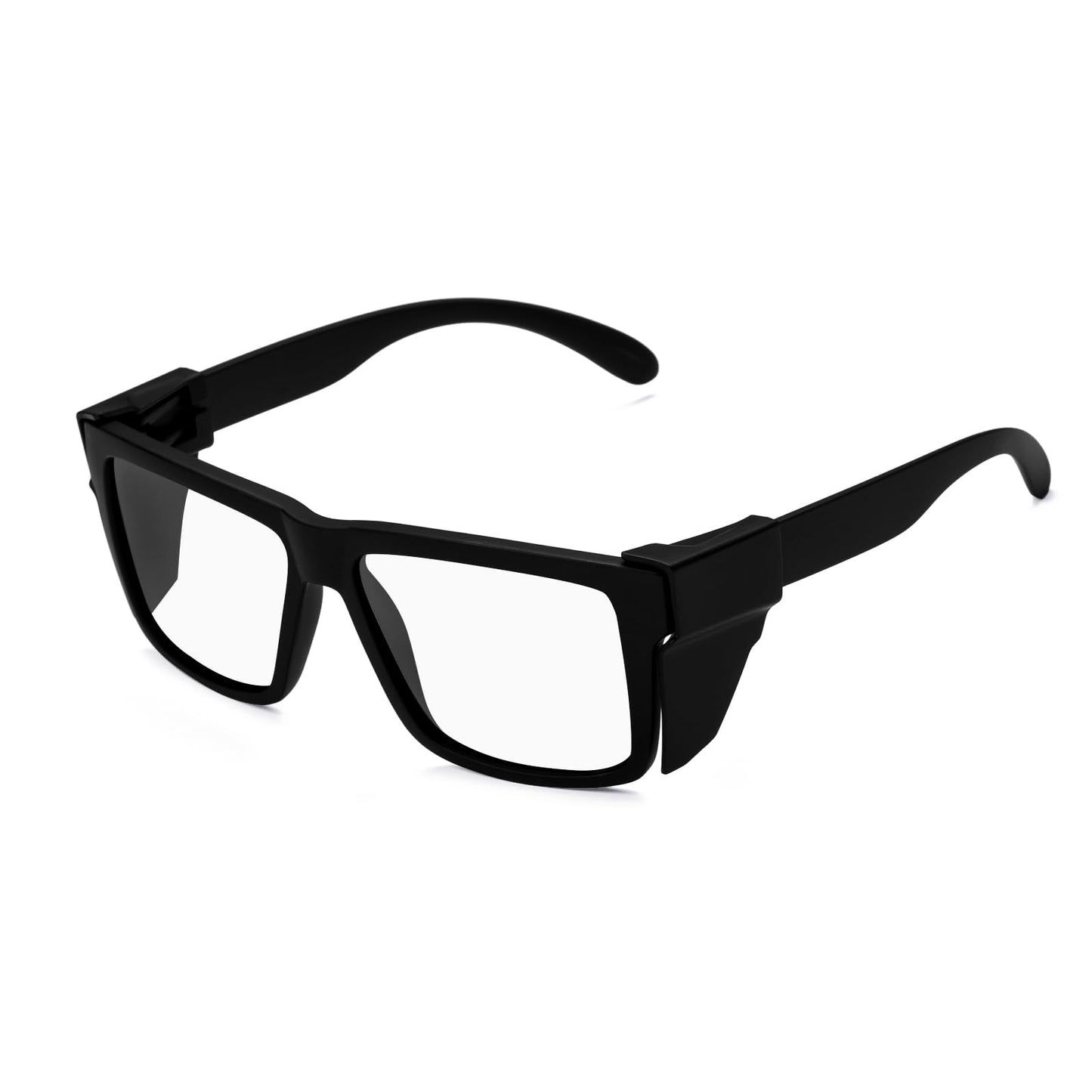 BINGKING Photochromic Safety Glasses, UV400 Blue Light Blocking, ANSI Z87.1, Removable Side Shields, TR90 Frame, Matte Black