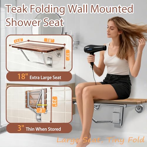 18 inch Folding Shower Seat Wall Mounted
