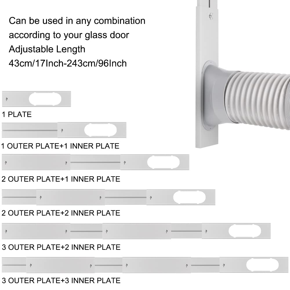 Kxuhivc Portable Air Conditioner Windows Vent Kit, Adjustable Window Seal with 5.9 Inch Diameter, 78.8 Inch Length Exhaust Hose for A/C Unit Universal for Sliding Glass Doors