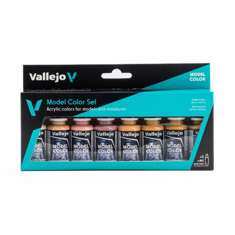 Vallejo Face/Skin Colors Paint Set, 8-Colors, 17ml