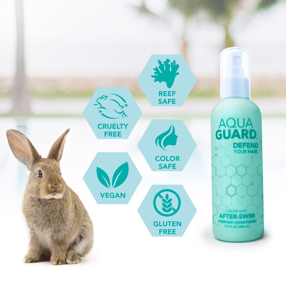 AQUA GUARD Everyday Conditioner for Pool Moms and Swimmers - Smoothes, Softens & Protects Hair - Paraben and Gluten Free, Vegan, Color Safe, Leaping Bunny Certified (2 Bottles)