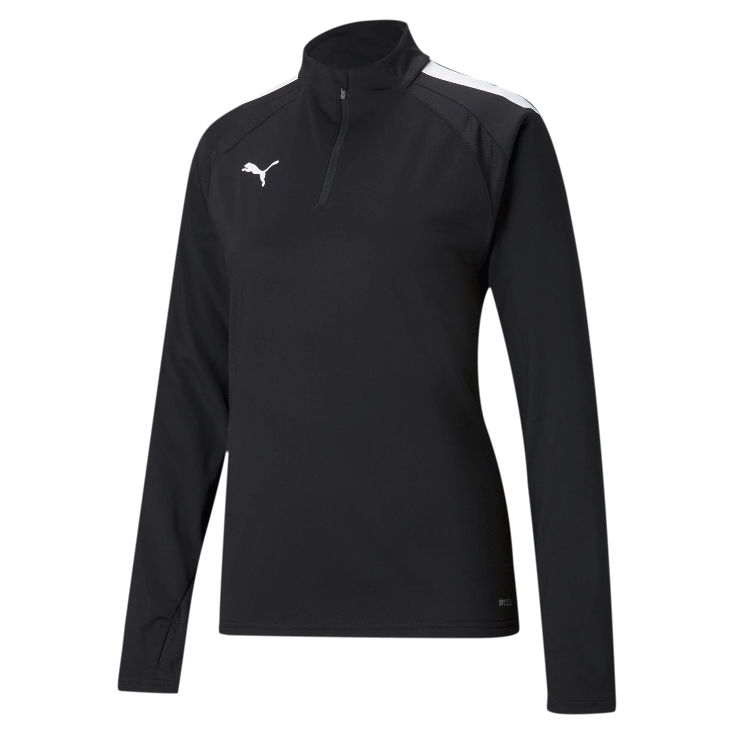 PUMA Women's Teamliga 1/4 Zip Top, Puma Black-puma White, Medium