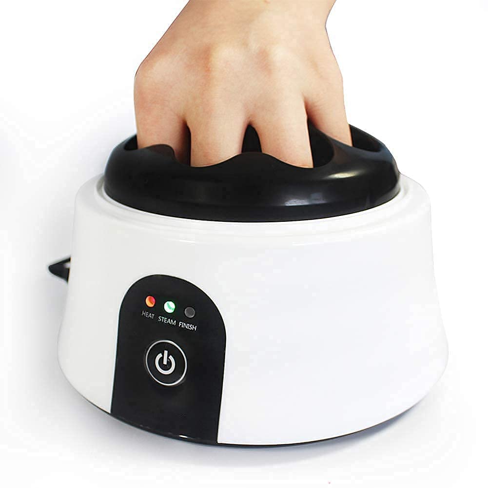 Nail Soaking Bowl Electric Soak off Bowl Manicure Nail Polish Remover Machine for Acrylic Nails Gel Polish Dip Powder, with Silver Cuticle Remover Nail Pusher, White