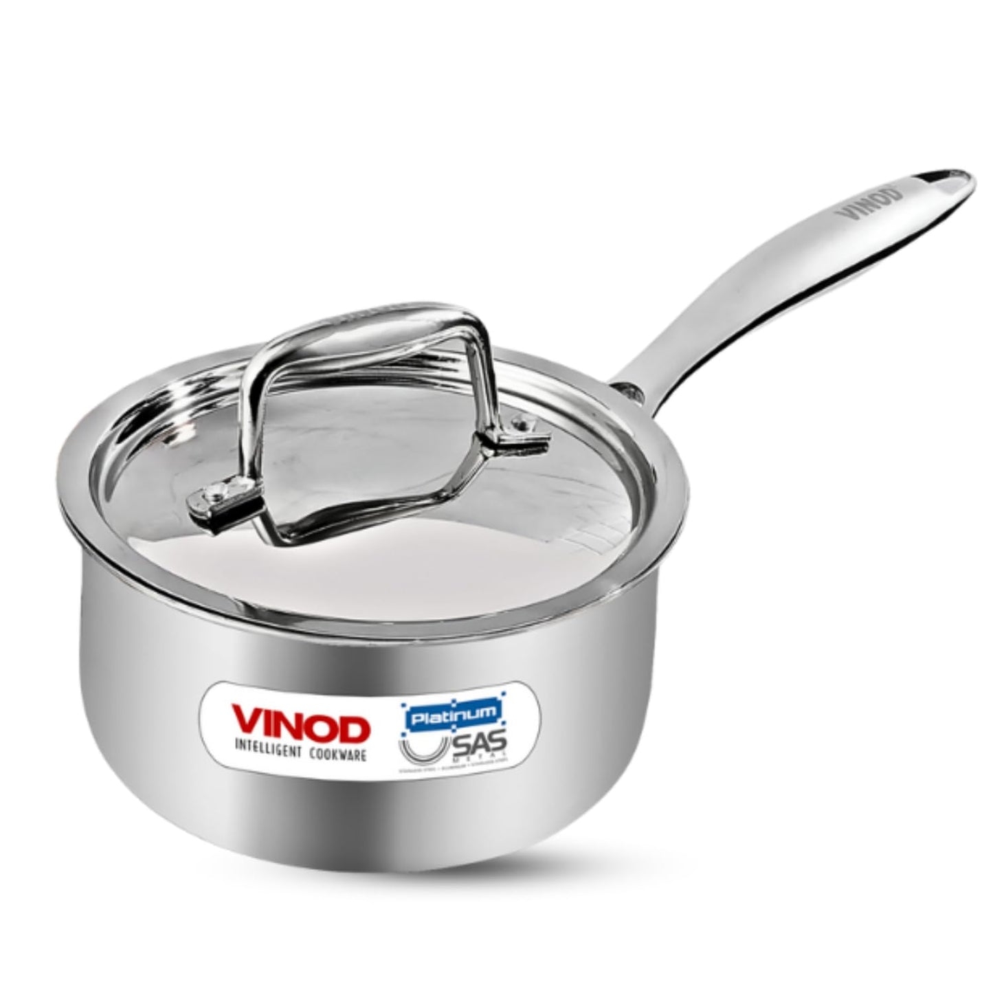 Vinod Triply Clad Stainless Steel Saucepan with Lid - 3.2 Qt (20 cm), Stay-Cool Handle, Multipurpose Sauce Pan, All Stove Compatible, Even Heat Distribution, Dishwasher, Induction Safe, 3.2 Qt Pot