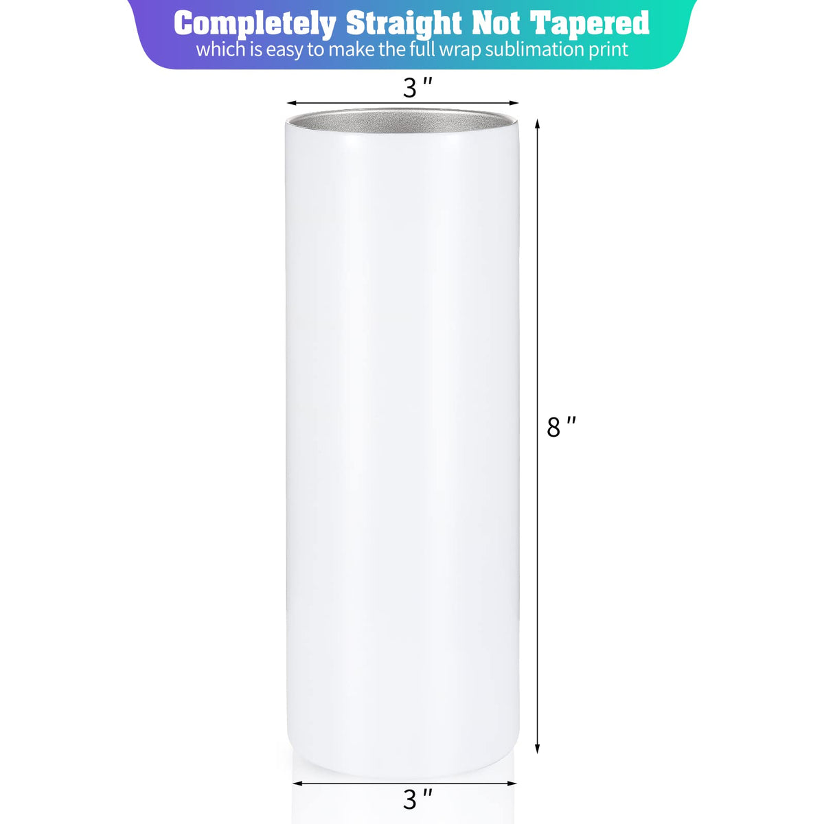 10 Pack Sublimation Tumblers Bulk Straight Skinny Tumbler Blanks 20oz for Heat Transfer, Individual Gift Boxed, Double Wall Insulated Tumbler with Shrink Wrap Films & Heat Tape & Straws
