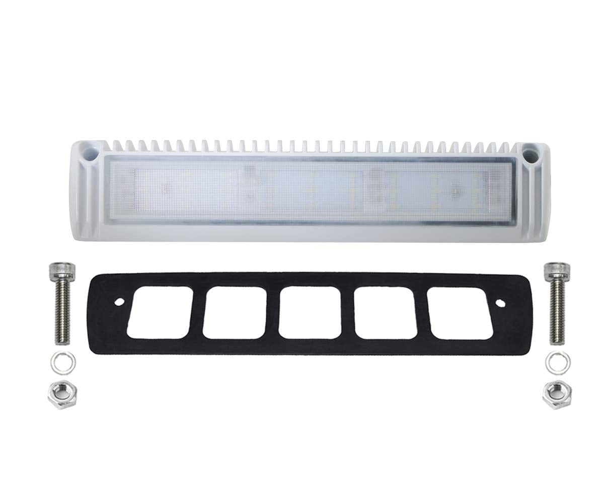 Raycharm 13" Exterior LED Flood Lighting Fixture, 40° Down Angle Beam, 6000K Cool-White Super Bright, 12V/24V DC, High Lumen Output Low Current Draw, Waterproof White Finish for RV & Boat, 1-Pack