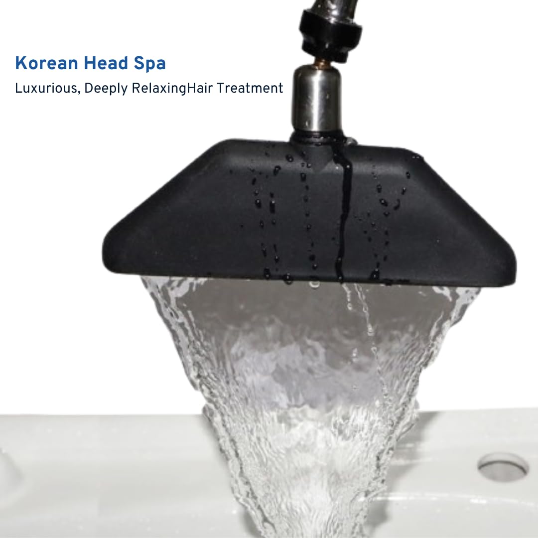 Waterfall Spa Shower for Shampoo Chairs Therapy Head with Shower Head, Salon Equipment for Head Massage, Black Set