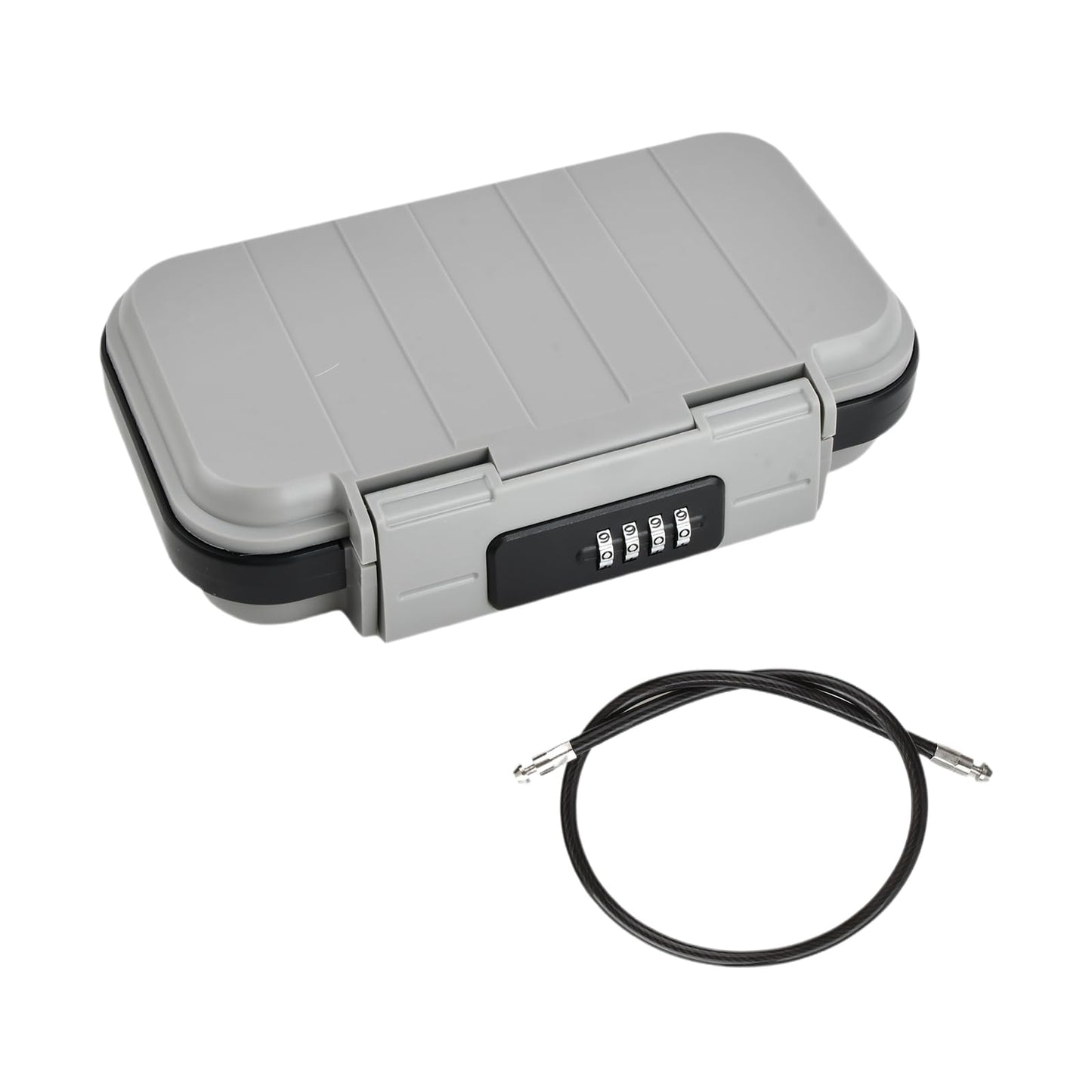 Portable Safe Box with Code, Waterproof Combination Security Lock Box, Travel Outdoor Mini Safe Box, Anti Theft Lockable Box with Removable Wire Rope for Travel Beach Home Office Hotel Car Dorm (Grey)