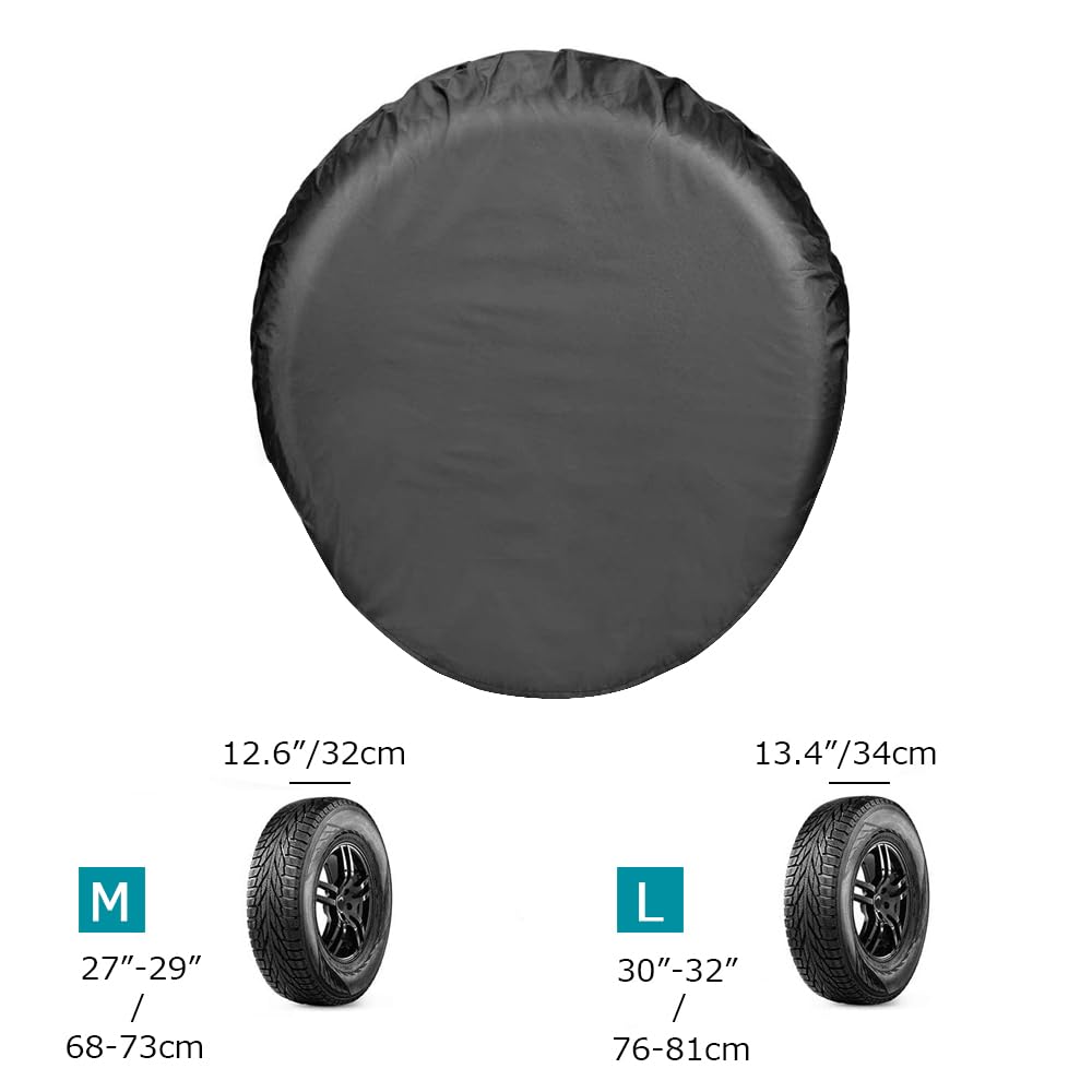 Tire Covers 4 Pack, 420D Oxford Wheel Covers, Waterproof Anti-UV Sun Tire Protectors, Universal Fit 27-32 Inch Tire Diameter, Travel Spare Wheel Covers for RV Truck SUV Trailer Camper (27"-29")