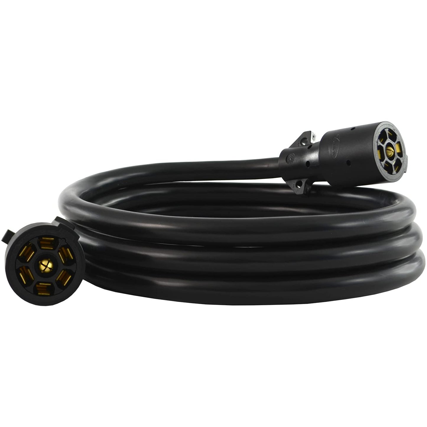 Conntek Double-End 7 Way Plug Inline Trailer Cord, Black, 8-Feet