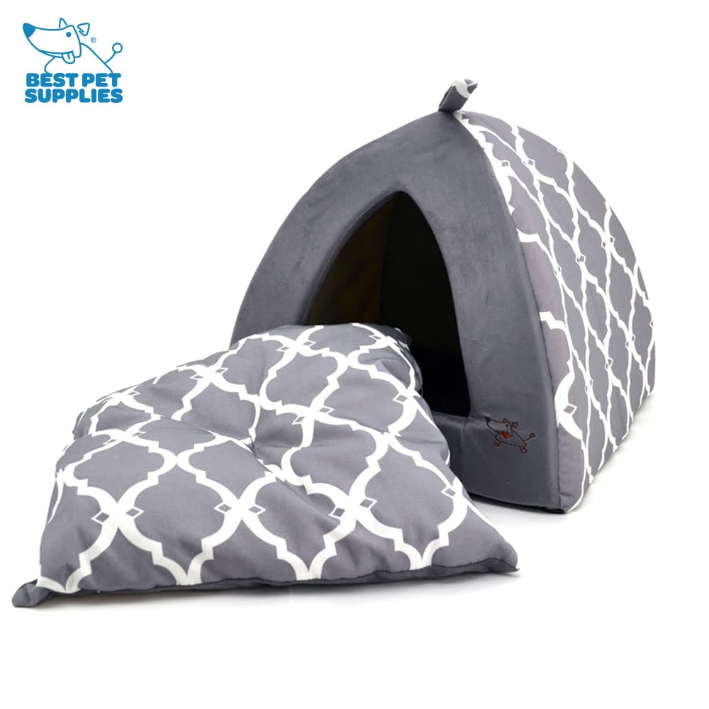Pet Tent - Soft Bed for Dog and Cat by Best Pet Supplies - Sand Linen, 19" x 19" x H:19"