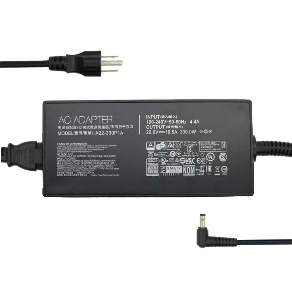 HSXIRQA 330W AC Adapter Charger Fit for ASUS ROG Strix Scar 16 17 18 15 G733 G634 G834 G732 G533 ROG Strix G18 G17 G16 G15 G814 G614 G713 G513 Zephyrus Duo 16 M16 S17 GX650 GU604 GX703 TUF A16 Laptop
