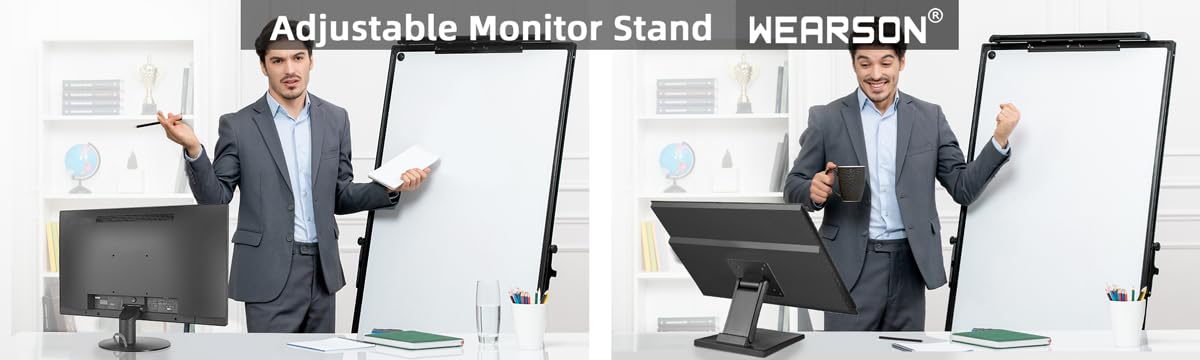 Wearson Foldable Low Profile Monitor Stand - Compatible with VESA 75x75 & 100x100, Black Metal Pedestal Monitor Stand