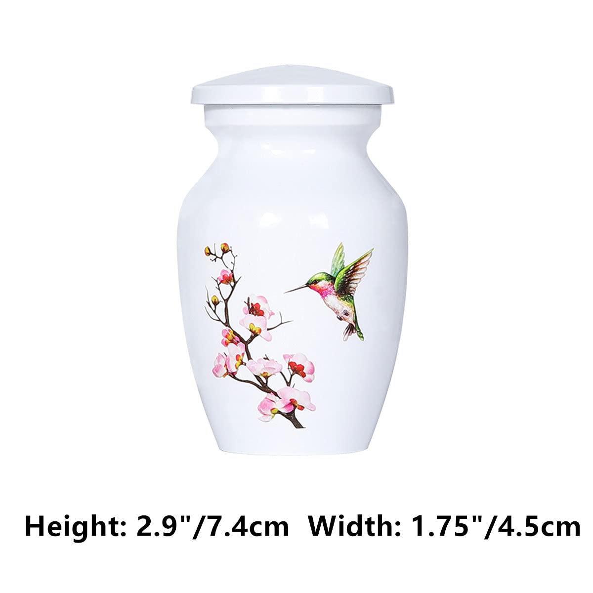 ICOKEE Hummingbird Small Urn for Human or Pet Ashes - Aluminum Cremation Mini Keepsake Set of 4 With Velvet Bags - White Memorial