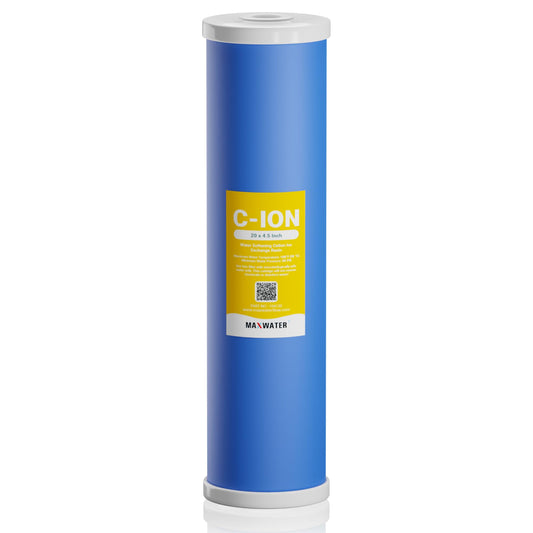 (1 Pack) Calcium, Magnesium TDS Hardness Reduction Water Softening 20" x 4.5" Cation Resin Filters Compatible with 20" BB Whole House Water Filter Systems