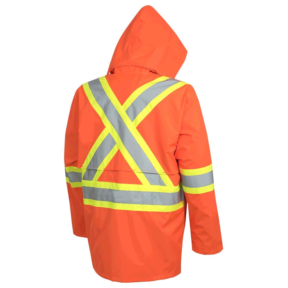 Pioneer V1081350 Hi-Viz Safety Rain Jacket, Tear and Abrasion Resistant