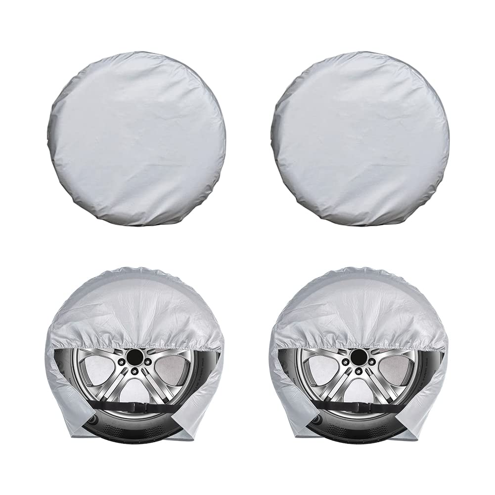 WinPower RV Tire Covers Set of 4, Oxford Waterproof Dust Sun Protector Wheel Cover Universal for Motorhome Trailer Camper Truck SUV, Fit Tire Diameter 26-28.75 Inch
