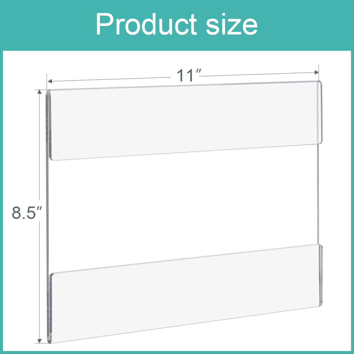 ADColor Acrylic Sign Holder 8.5x11 Horizontal, Wall Mount Clear Flyer Document Poster Display Holders with Mounted Tape - Plastic Wall Frame for Certificate, Picture, Office, Restaurant, Store,10 Pack