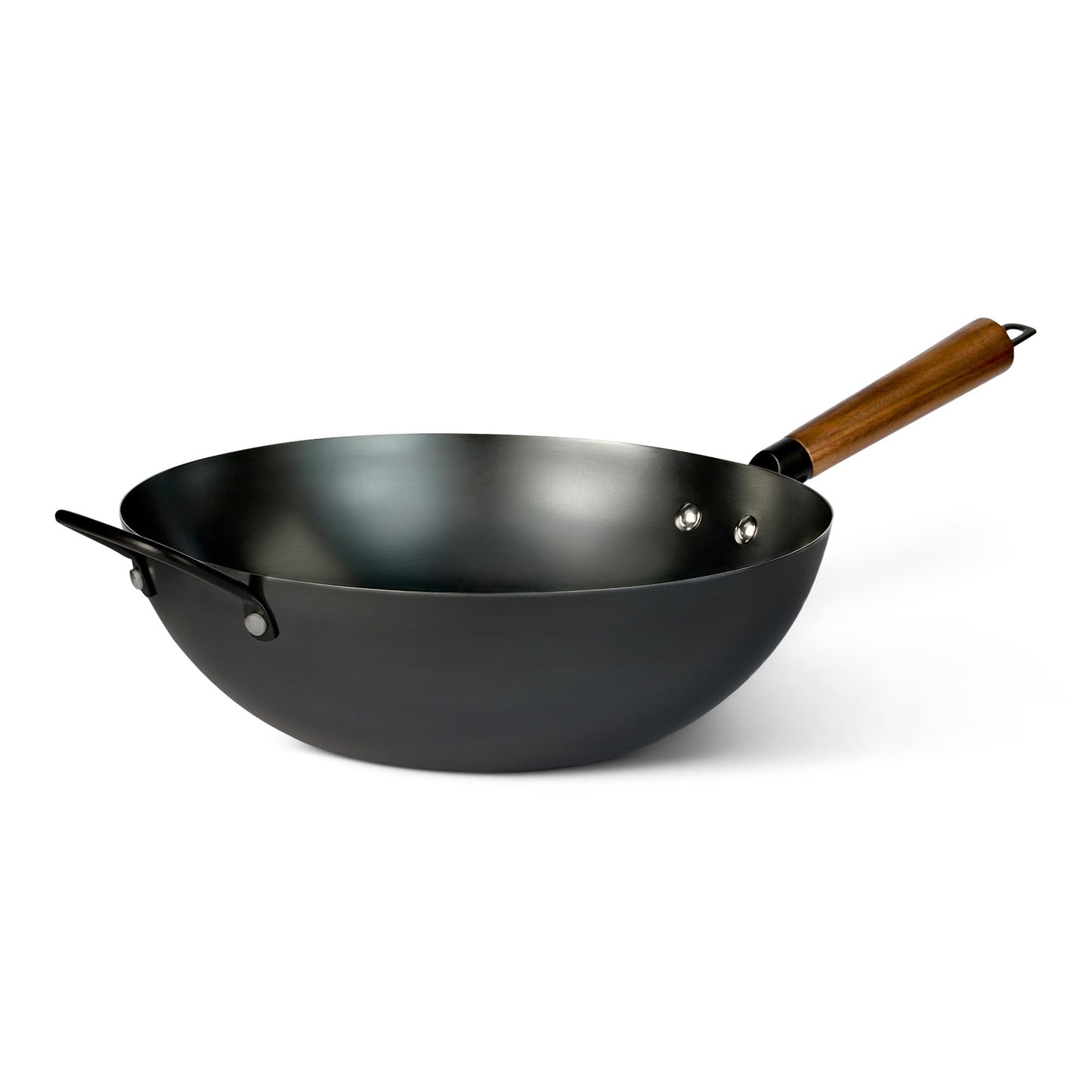Amazon Basics Carbon Steel Pre-Seasoned Wok, All Cooktop Friendly, 32.00 cm