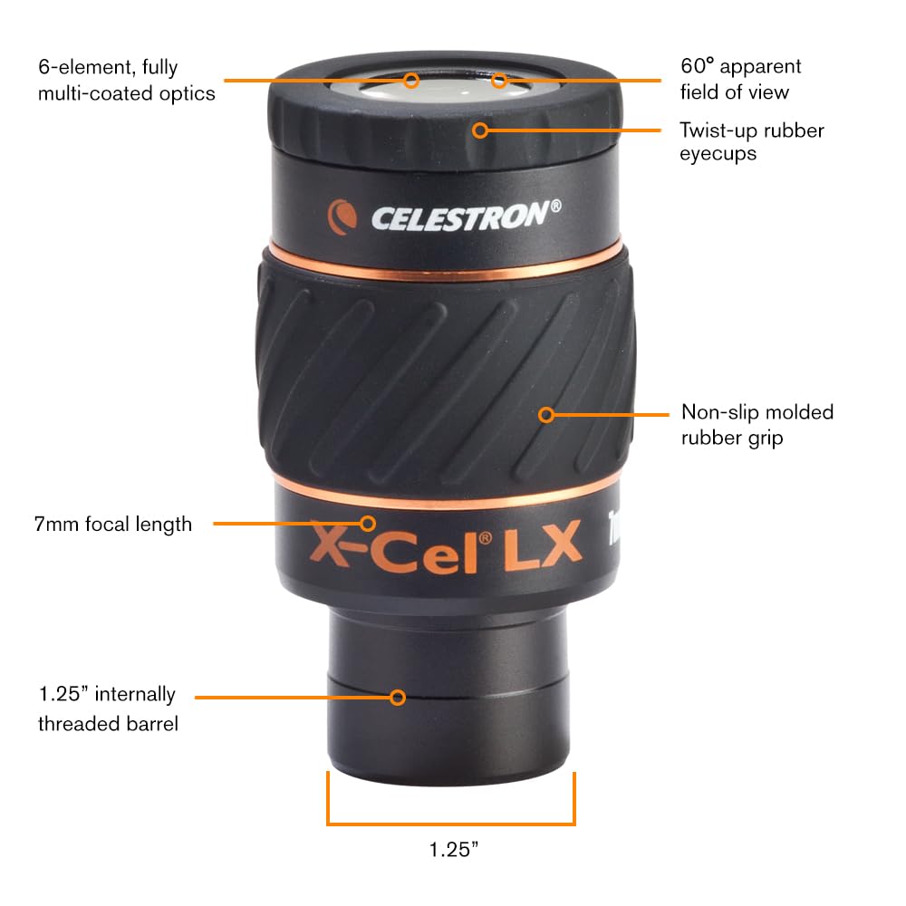 Celestron X-Cel LX Series Eyepiece-1.25-Inch 7mm 93422