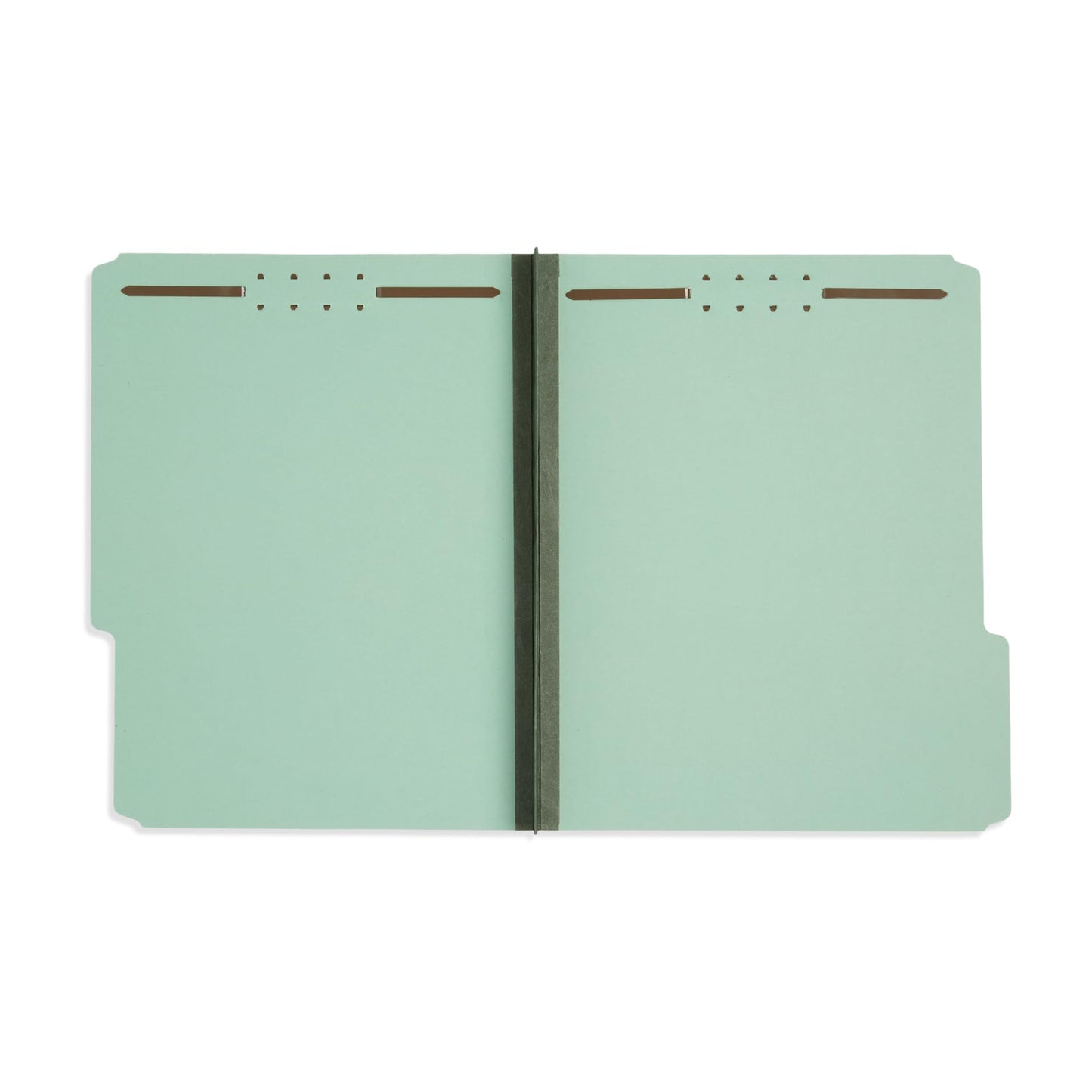 Pressboard Fastener Folder, Bonded Fastener, 2” Expansion, Gray/Green, Top Tab, 1/3 Cut, 25 Pack