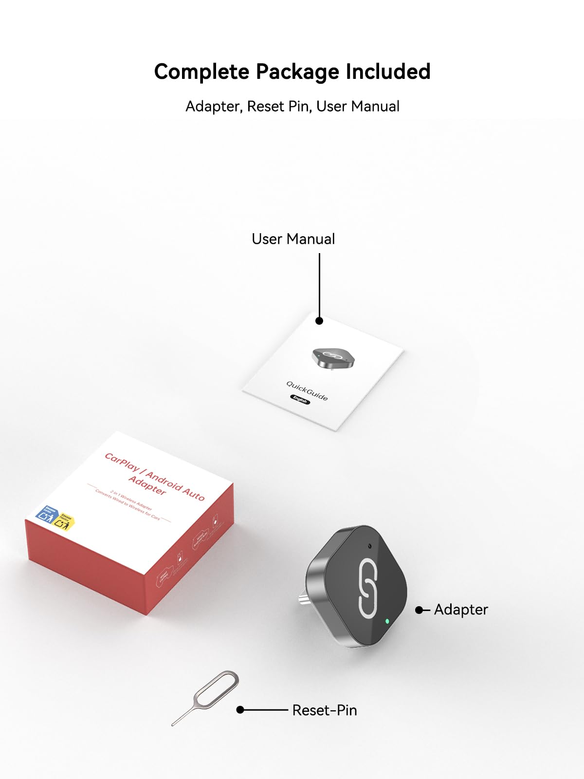 2026 Wireless CarPlay Apapter USB C, Plug & Play Auto-Connect, Compatible with Vehicles from 2016 with Series CarPlay/Android Car, 5G/2.4G Dual-Band WiFi, Stable Car Play Android Auto Dongle