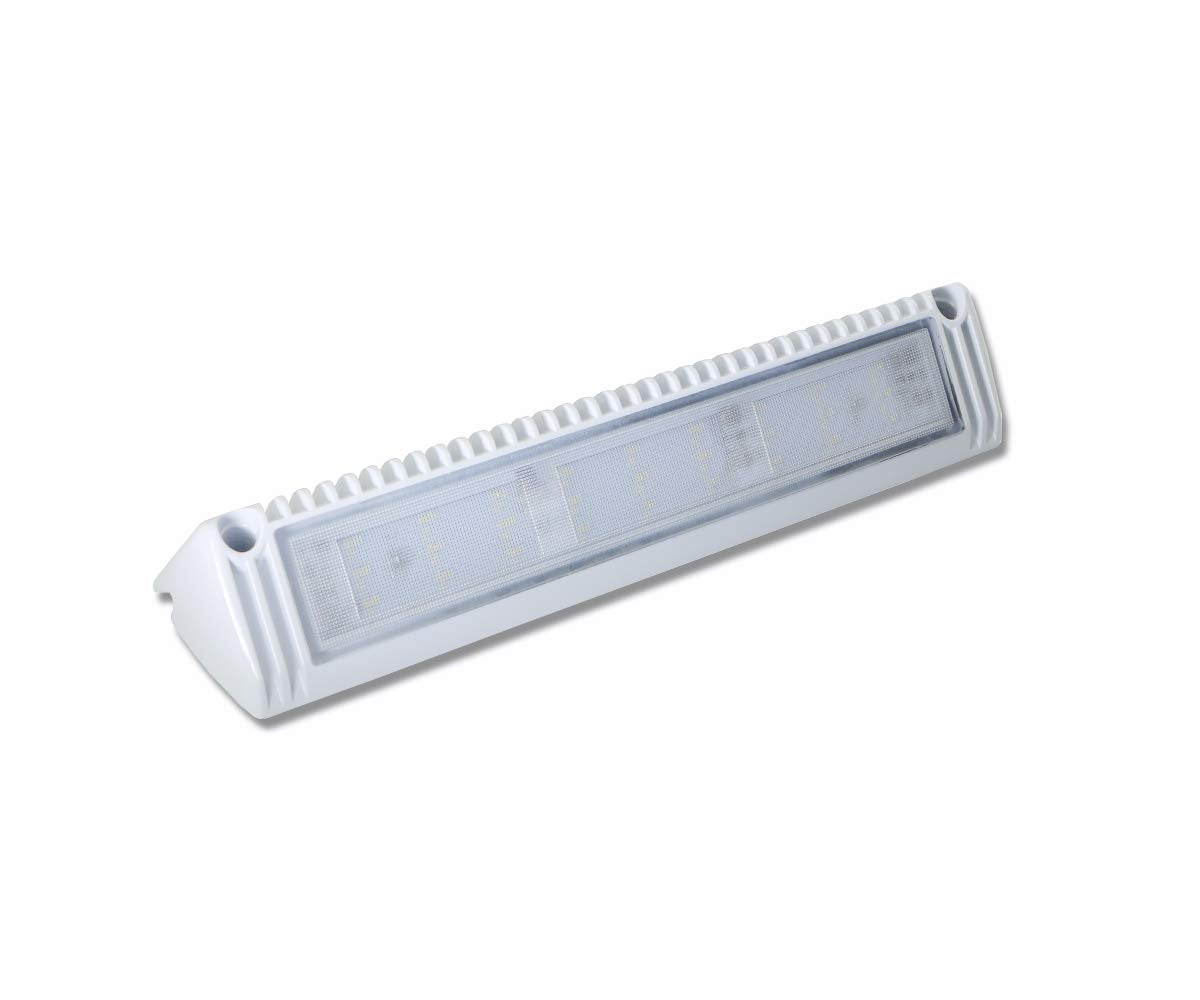 Raycharm 13" Exterior LED Flood Lighting Fixture, 40° Down Angle Beam, 6000K Cool-White Super Bright, 12V/24V DC, High Lumen Output Low Current Draw, Waterproof White Finish for RV & Boat, 1-Pack