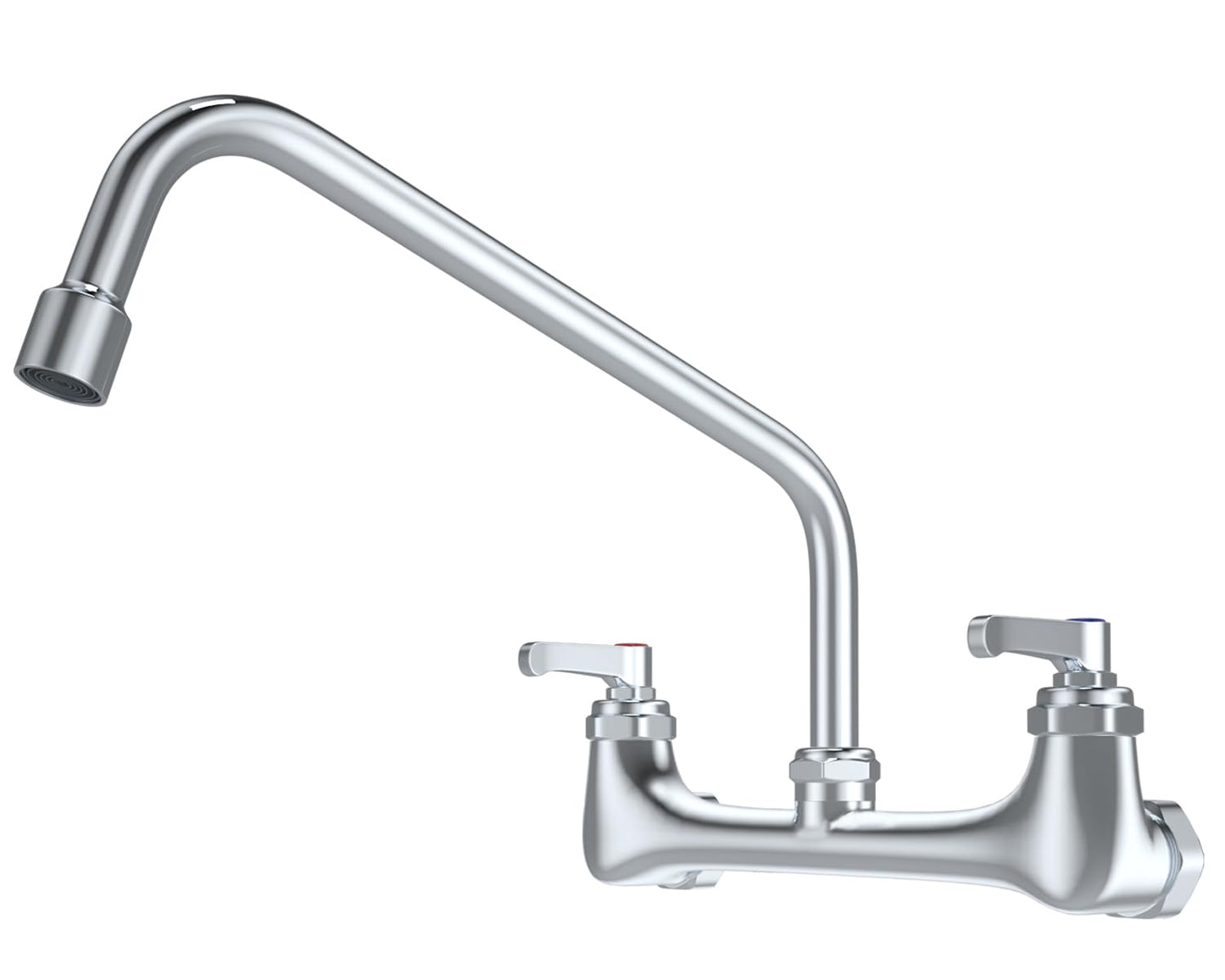 Gmusre Commercial Wall Mount Kitchen Faucet 8 Inch Center Kitchen Sink Faucet with 12 Inch Swivel Spout 2-Handle Faucets for Kitchen Home Restaurant,Chrome Polished