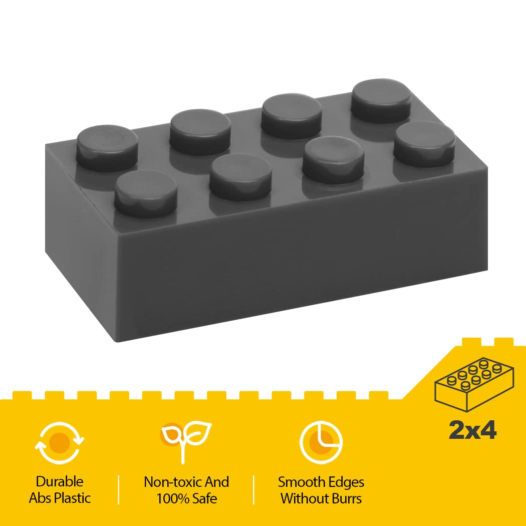 Lekebaby Classic Building Bricks, 360 Pieces 2x4 Building Blocks STEM Creative Building Toys for All Major Brands Educational Toys Boys Girls 6+ (Dary Grey-360 PCS)