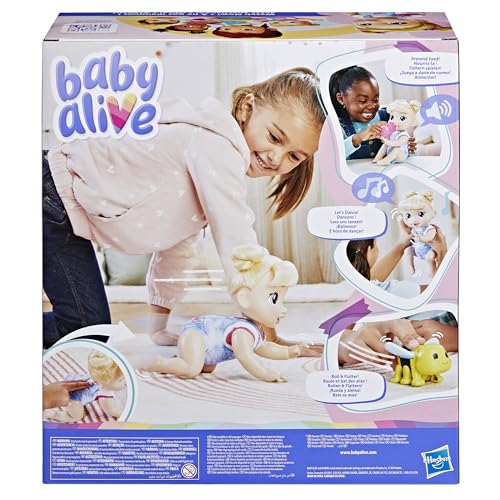Baby Alive Crawl 'n Play Harper Hugs Electronic Crawling Baby Doll Set, Blonde Hair, Kids Toys for Girls & Boys 3 Years & Up, 10.75 Inches/27 cm