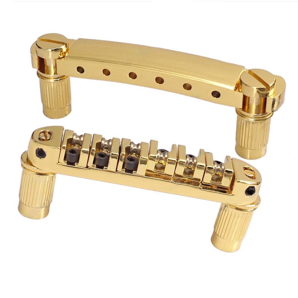 JD.Moon Roller Saddle Bridge ABR-1 Tune-o-matic Bridge Tailpiece Bridge For Les Paul Guitar (Gold)