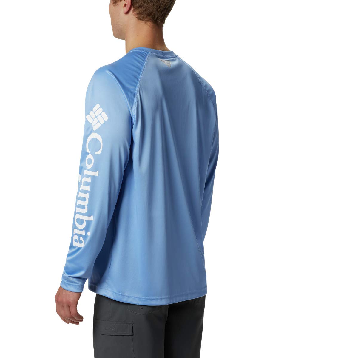 Columbia Men’s Pfg Terminal Tackle Long Sleeve Tee, White Cap/White Logo, Large