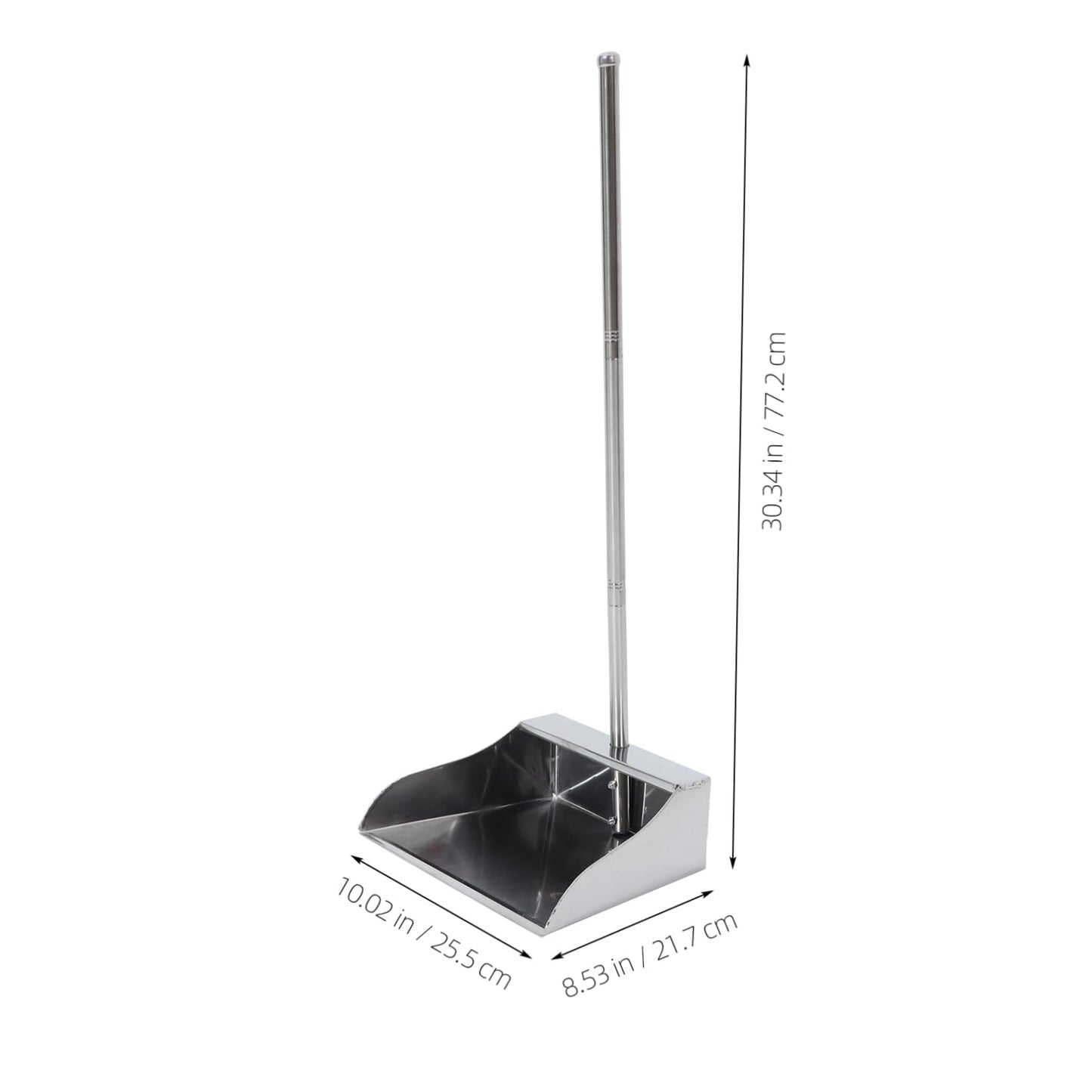 Mobestech Stainless Steel Dustpan with Long Handle No Bent Over Garbage Shovel Upright Home Cleaning Dust Pans 27.16In Large Capacity
