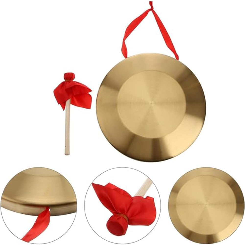 Universal Gong And Wooden Mallet 12.6 inch Tam Tam Gong Traditional Gong Instrument Chinese Percussion Instrument With Copper Decoration Chau Gong For Home And Office