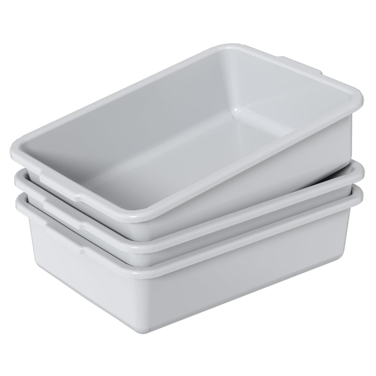 Nihenok 3 Packs Plastic Bus Bins, 13 L Commercial Bus Box Utility Tubs, Light Gray