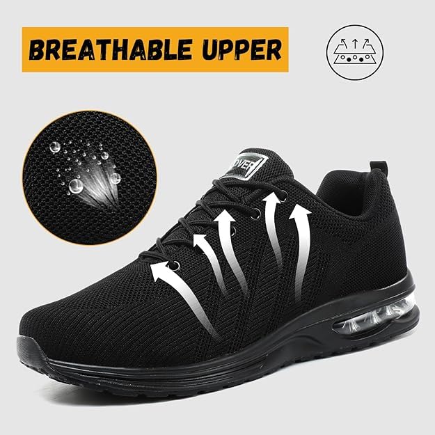 Bravover Safety Shoes for Mens Womens Work Steel Toe Shoes Lightweight Industrial & Construction Indestructible Safety Comfortable Shoes Puncture Proof Shoes Black