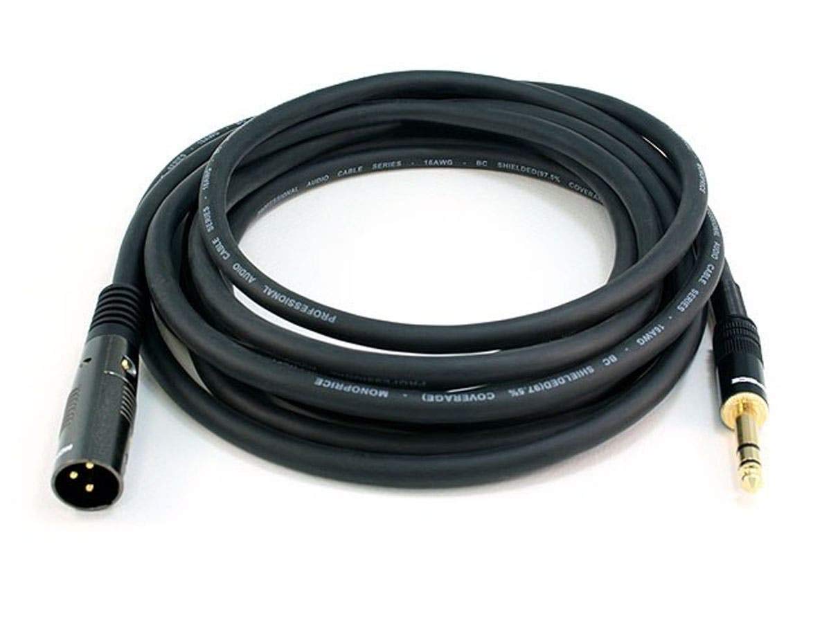 Monoprice 104763 15-Feet Premier Series XLR Male to 1/4-Inch TRS Male 16AWG Cable