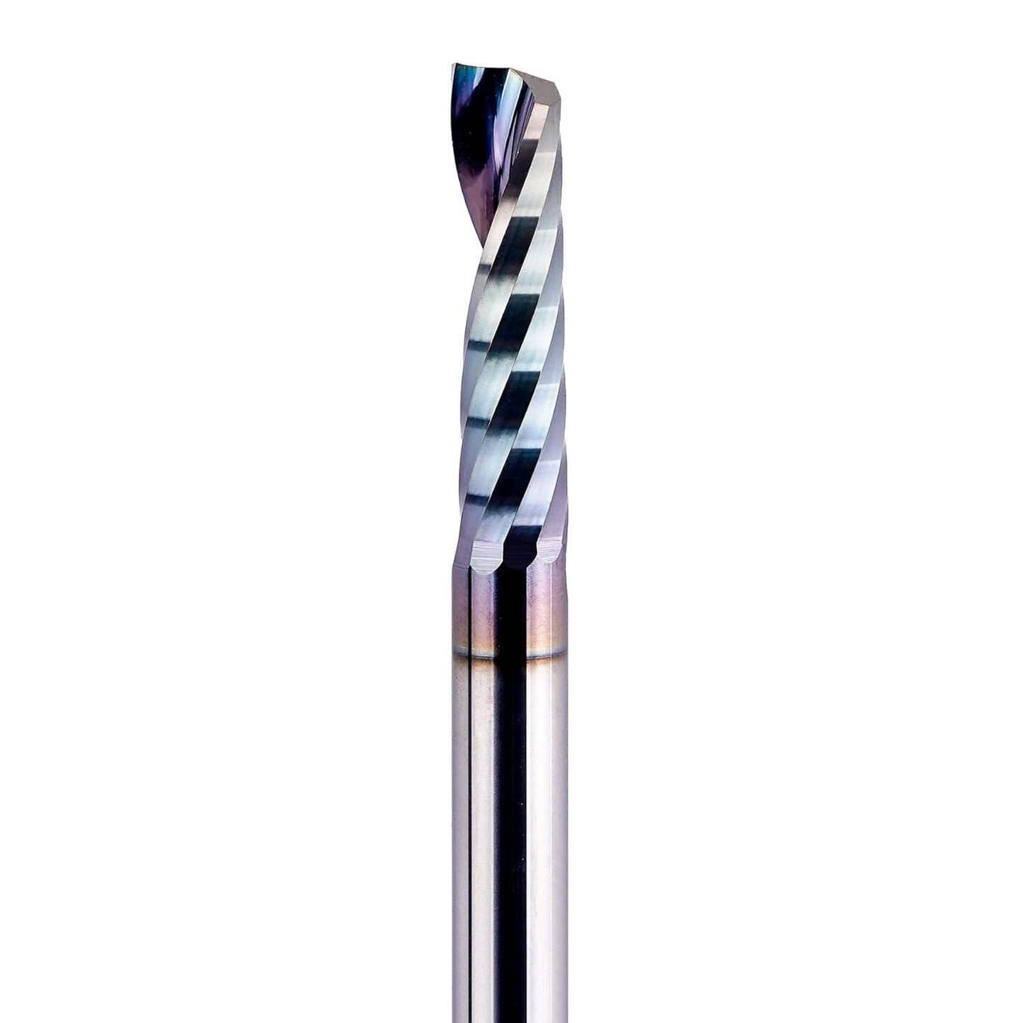 SpeTool 5PCS O Flute TAC Coated Spiral CNC Router Bit 1/4 Inch Shank 1 Inch Cutting Length, Single Flute End Mill for Acrylic Aluminum Wood Cut